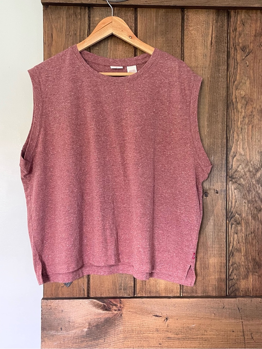 Levi's Heathered Red Boxy Fit Crew Sleeveless Muscle Tank Top Cotton Blend XL